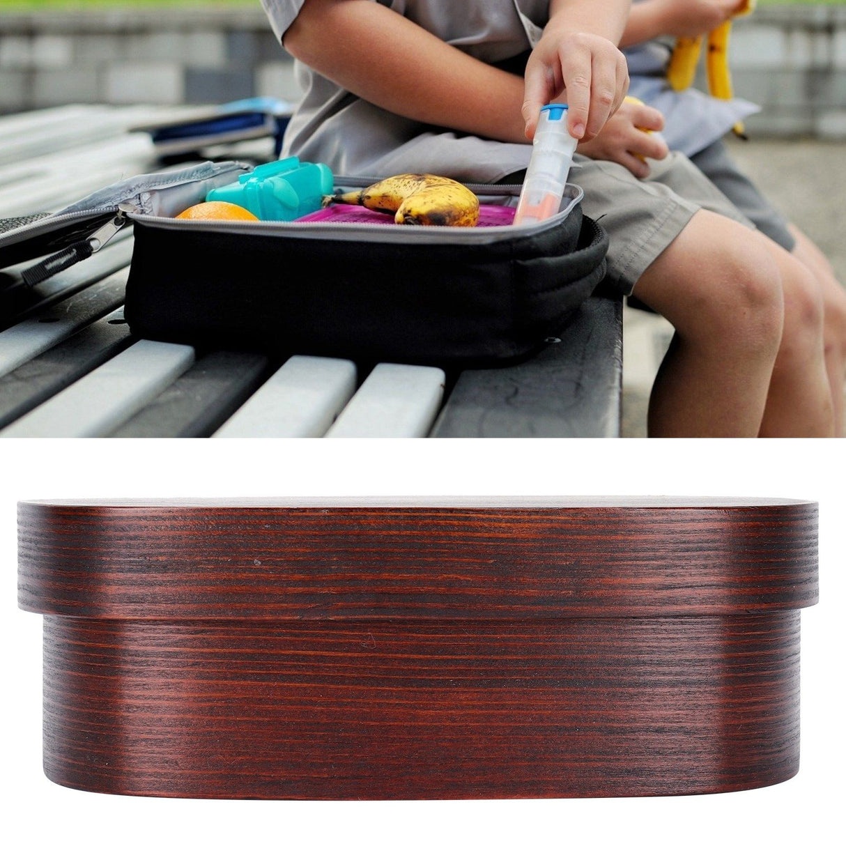 Wooden Lunch Box Portable Food Container Tablewares for Home Office Picnic CampingPainted