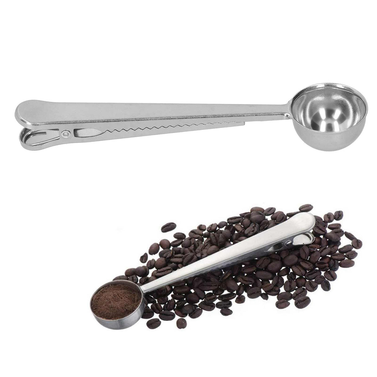 Stainless Steel Scoop Measuring Spoon with Sealing Clip for Tea Coffee Milk Powder