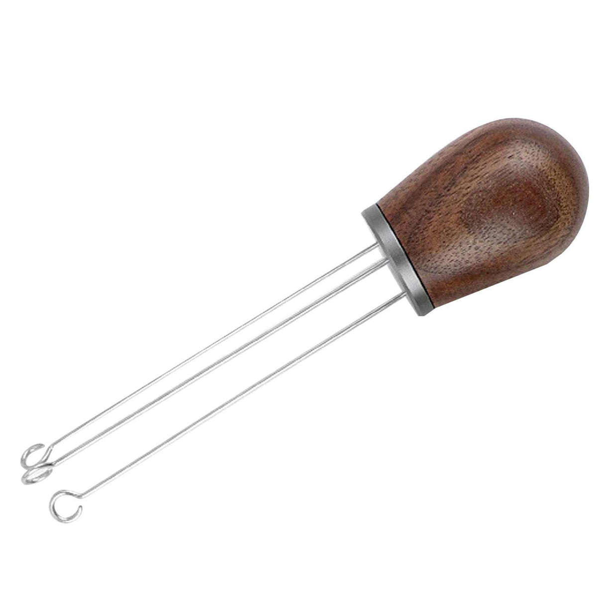 Needle Type Coffee Powder Distributor Wood Handle Coffee Stirrer Distribution Tool(Couvercle argenté noyer )