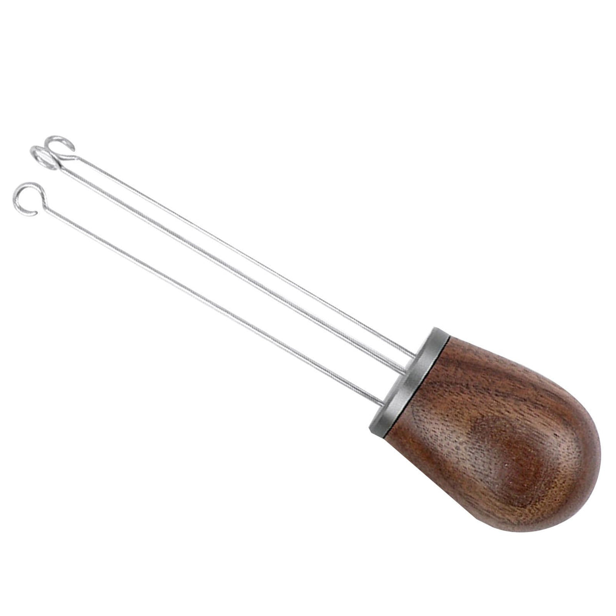 Needle Type Coffee Powder Distributor Wood Handle Coffee Stirrer Distribution Tool(Couvercle argenté noyer )