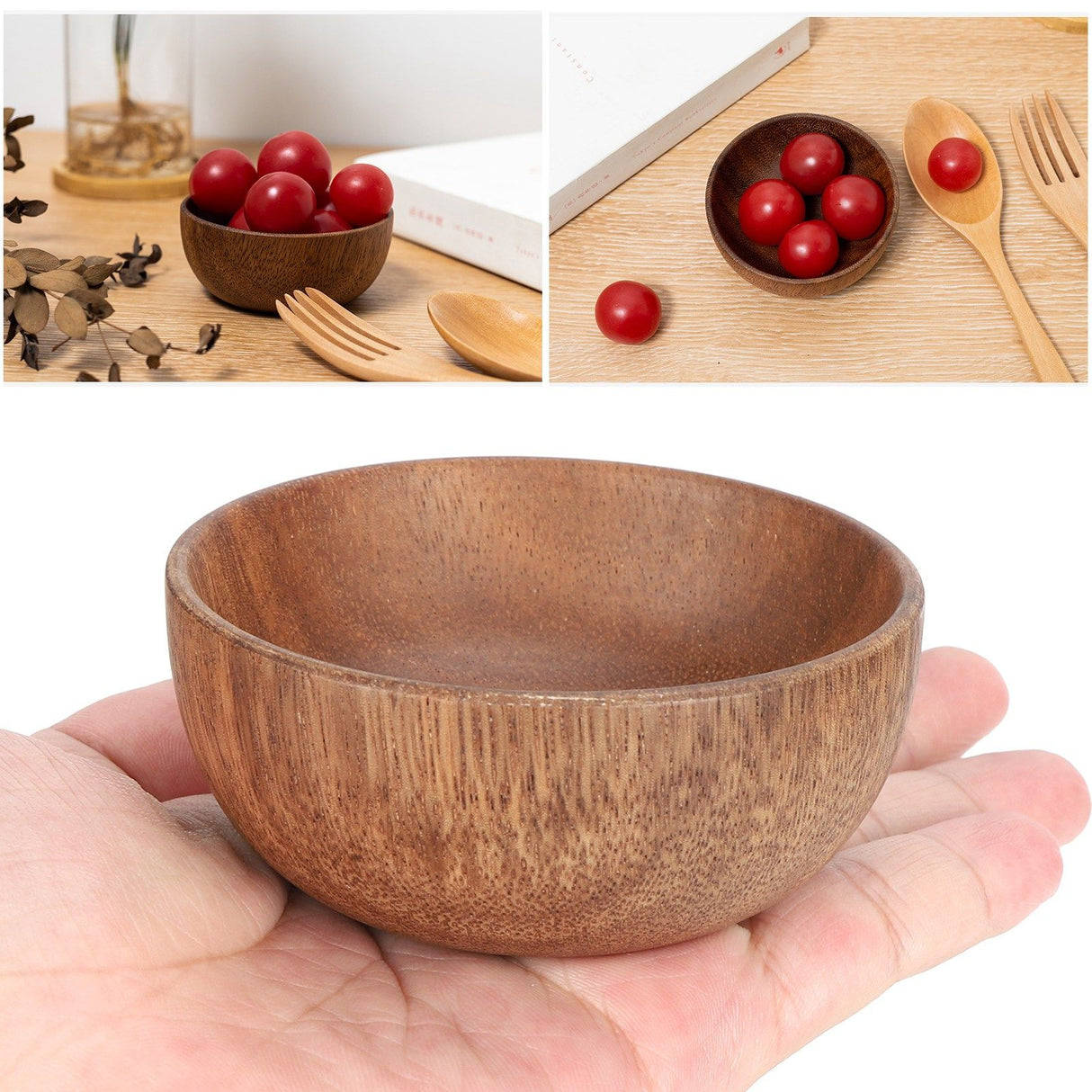 Food Grade Wooden Small Bowl MultiFunction Japanese Dipping Tableware Bowl for Kitchen