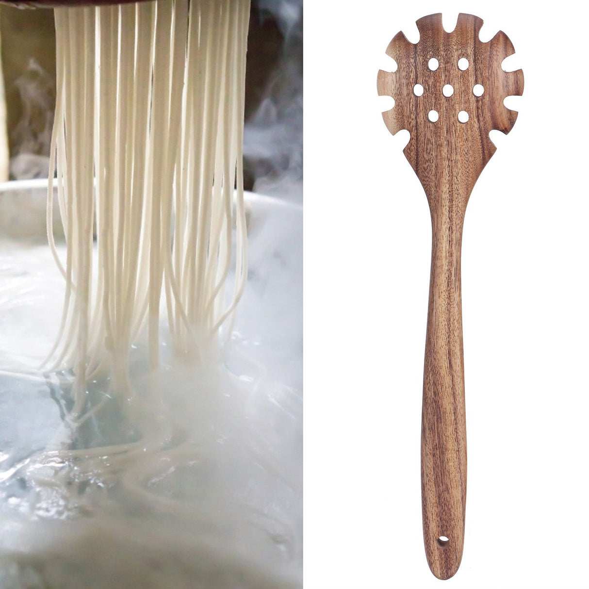Teak Cooking Spoon Food Grade Natural Wooden Noodle Colander for Cooking Kitchen Use
