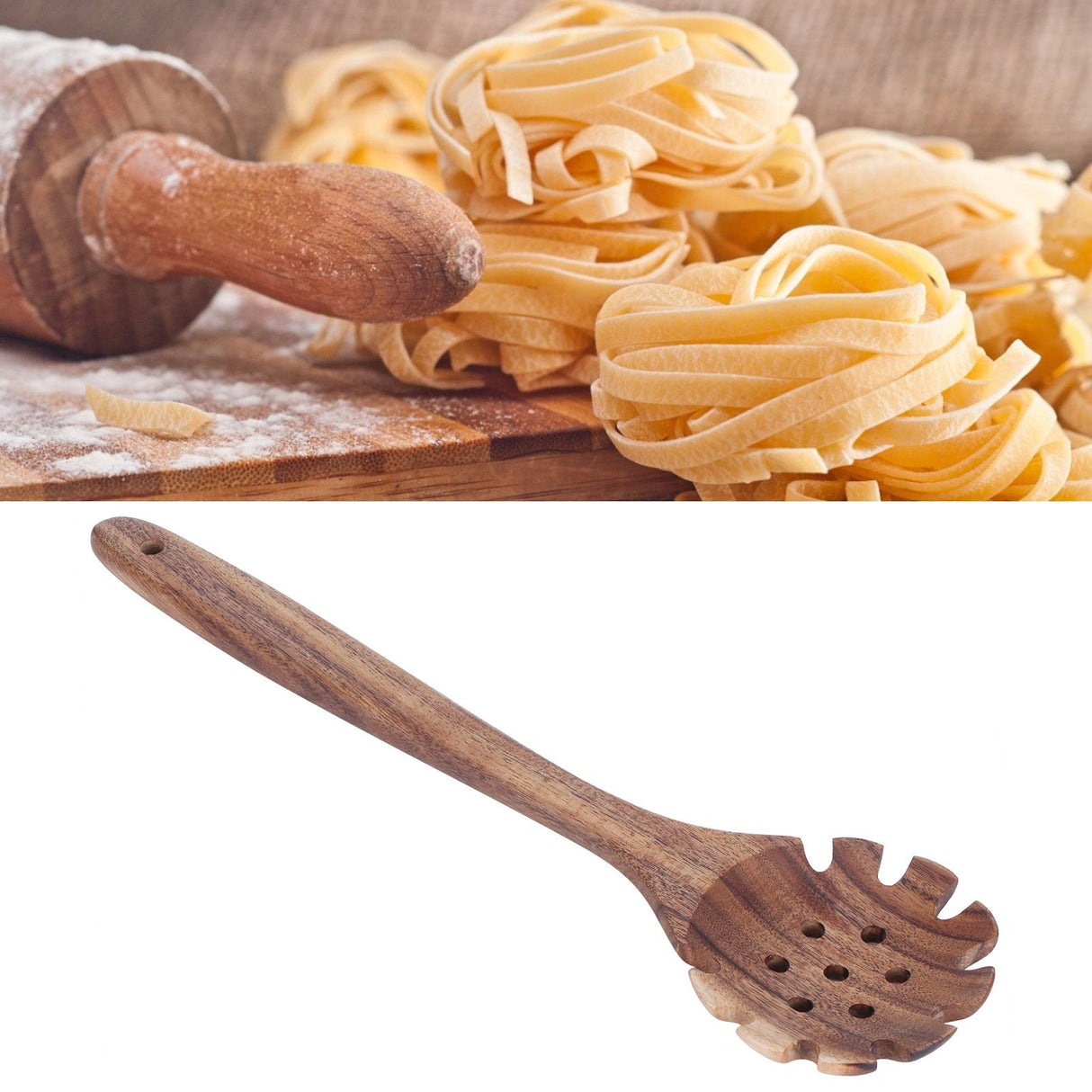 Teak Cooking Spoon Food Grade Natural Wooden Noodle Colander for Cooking Kitchen Use