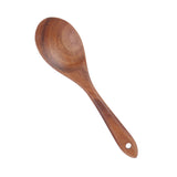 Teak Wood Tableware Food Grade Wooden Kitchen Restaurant Dining Tableware for SaladSpoon - 45-Degree Angle