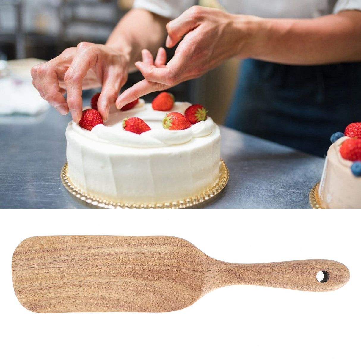 Teak Spatula Home Cooking Food Grade Wooden Frying Shovel Cookware for Kitchen Supplies26x6cm