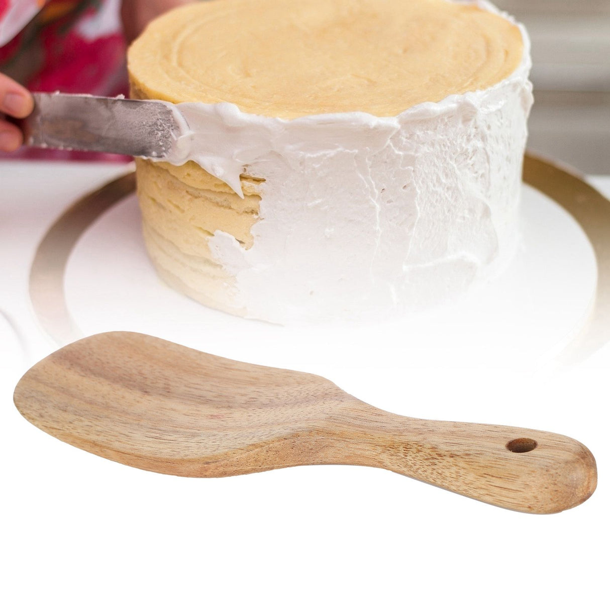 Teak Spatula Flat Shape FoodGrade Wooden Cooking Spatula for Home Kitchen Cooking(20.5x6cm )