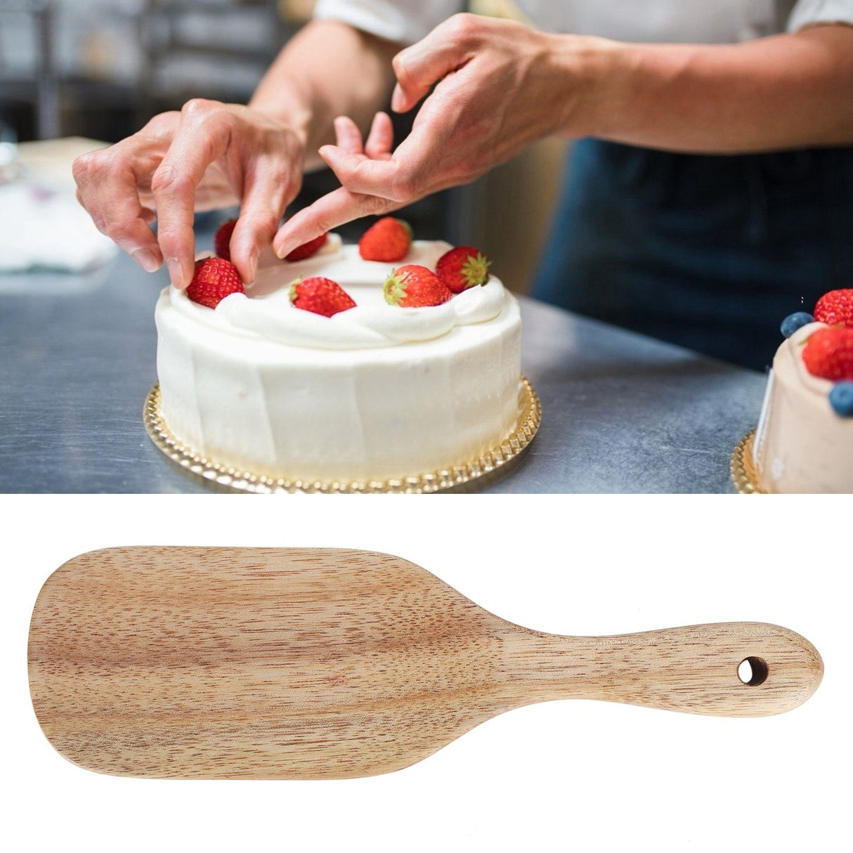 Teak Spatula Flat Shape FoodGrade Wooden Cooking Spatula for Home Kitchen Cooking(20.5x6cm )