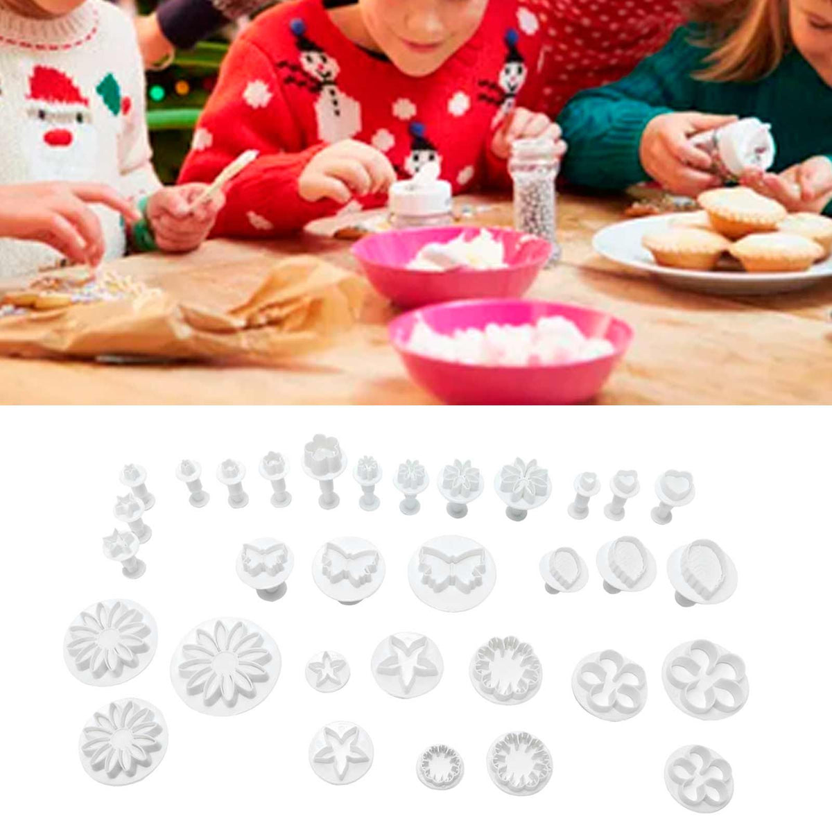 33Pcs/Set Fondant Cake Baking Tool DIY Biscuits Cookies Mold Cooking Tool Kitchen Utensils