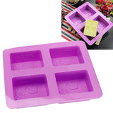4Gird Purple Silicone HandMade Soap Mold High Temperature Resistant DIY Cake Mold for Baking