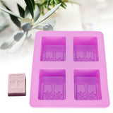 4Gird Purple Silicone HandMade Soap Mold High Temperature Resistant DIY Cake Mold for Baking
