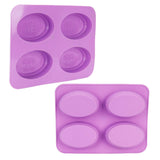4Gird Silicone Cake Mold Oval Aroma Candle HandMade Soap Mold for DIY Baking Tool