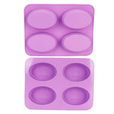 4Gird Silicone Cake Mold Oval Aroma Candle HandMade Soap Mold for DIY Baking Tool