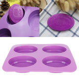 4Gird Silicone Cake Mold Oval Aroma Candle HandMade Soap Mold for DIY Baking Tool