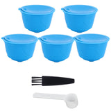 Refillable Coffee Capsule Filter Cup Kit Accessories for DOLCE GUSTO Coffee Machine(Blue 5 Capsules1 Spoon 1 Brush) - Rear View