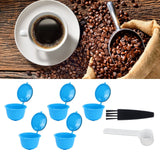 Refillable Coffee Capsule Filter Cup Kit Accessories for DOLCE GUSTO Coffee Machine(Blue 5 Capsules1 Spoon 1 Brush) - Extra Image