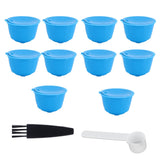 Refillable Coffee Capsule Filter Cup Kit Accessories for DOLCE GUSTO Coffee Machine(Blue 10 Capsules1 Spoon 1 Brush) - Front View