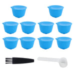 Refillable Coffee Capsule Filter Cup Kit Accessories for DOLCE GUSTO Coffee Machine(Blue 10 Capsules1 Spoon 1 Brush)