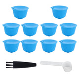 Refillable Coffee Capsule Filter Cup Kit Accessories for DOLCE GUSTO Coffee Machine(Blue 10 Capsules1 Spoon 1 Brush) - Side View