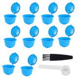 Refillable Coffee Capsule Filter Cup Kit Accessories for DOLCE GUSTO Coffee Machine(Blue 10 Capsules1 Spoon 1 Brush) - Low Angle