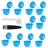 Refillable Coffee Capsule Filter Cup Kit Accessories for DOLCE GUSTO Coffee Machine(Blue 10 Capsules1 Spoon 1 Brush)