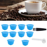 Refillable Coffee Capsule Filter Cup Kit Accessories for DOLCE GUSTO Coffee Machine(Blue 10 Capsules1 Spoon 1 Brush)