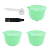 Coffee Capsule Set Stainless Steel Coffee Filter Cup for DOLCE GUSTO Coffee Machine(Green 3 Capsules1 Spoon 1 Brush) - Side View