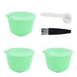 Coffee Capsule Set Stainless Steel Coffee Filter Cup for DOLCE GUSTO Coffee Machine(Green 3 Capsules1 Spoon 1 Brush)