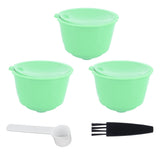 Coffee Capsule Set Stainless Steel Coffee Filter Cup for DOLCE GUSTO Coffee Machine(Green 3 Capsules1 Spoon 1 Brush) - Rear View