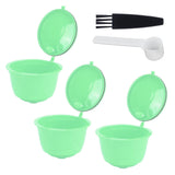 Coffee Capsule Set Stainless Steel Coffee Filter Cup for DOLCE GUSTO Coffee Machine(Green 3 Capsules1 Spoon 1 Brush)