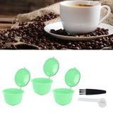 Coffee Capsule Set Stainless Steel Coffee Filter Cup for DOLCE GUSTO Coffee Machine(Green 3 Capsules1 Spoon 1 Brush) - Extra Image