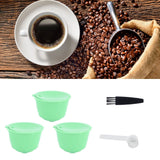 Coffee Capsule Set Stainless Steel Coffee Filter Cup for DOLCE GUSTO Coffee Machine(Green 3 Capsules1 Spoon 1 Brush)