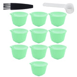 Coffee Capsule Set Stainless Steel Coffee Filter Cup for DOLCE GUSTO Coffee Machine(Green 10 Capsules1 Spoon 1 Brush) - Front View