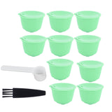 Coffee Capsule Set Stainless Steel Coffee Filter Cup for DOLCE GUSTO Coffee Machine(Green 10 Capsules1 Spoon 1 Brush) - Rear View
