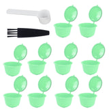Coffee Capsule Set Stainless Steel Coffee Filter Cup for DOLCE GUSTO Coffee Machine(Green 10 Capsules1 Spoon 1 Brush)