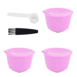 Reusable Capsules Set Refillable Coffee Filter Cup Pod for DOLCE GUSTO Coffee Machine(Purple 3 Capsules1 Spoon 1 Brush)