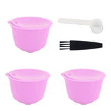 Reusable Capsules Set Refillable Coffee Filter Cup Pod for DOLCE GUSTO Coffee Machine(Purple 3 Capsules1 Spoon 1 Brush) - Top-Down View