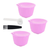 Reusable Capsules Set Refillable Coffee Filter Cup Pod for DOLCE GUSTO Coffee Machine(Purple 3 Capsules1 Spoon 1 Brush) - Close-Up Angle