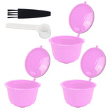 Reusable Capsules Set Refillable Coffee Filter Cup Pod for DOLCE GUSTO Coffee Machine(Purple 3 Capsules1 Spoon 1 Brush) - Low Angle