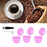 Reusable Capsules Set Refillable Coffee Filter Cup Pod for DOLCE GUSTO Coffee Machine(Purple 3 Capsules1 Spoon 1 Brush) - Extra Image