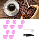 Reusable Capsules Set Refillable Coffee Filter Cup Pod for DOLCE GUSTO Coffee Machine(Purple 5 Capsules1 Spoon 1 Brush) - Extra Image