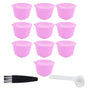 Reusable Capsules Set Refillable Coffee Filter Cup Pod for DOLCE GUSTO Coffee Machine(Purple 10 Capsules1 Spoon 1 Brush)