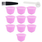 Reusable Capsules Set Refillable Coffee Filter Cup Pod for DOLCE GUSTO Coffee Machine(Purple 10 Capsules1 Spoon 1 Brush)