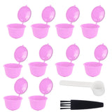 Reusable Capsules Set Refillable Coffee Filter Cup Pod for DOLCE GUSTO Coffee Machine(Purple 10 Capsules1 Spoon 1 Brush)