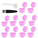 Reusable Capsules Set Refillable Coffee Filter Cup Pod for DOLCE GUSTO Coffee Machine(Purple 10 Capsules1 Spoon 1 Brush)
