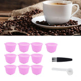 Reusable Capsules Set Refillable Coffee Filter Cup Pod for DOLCE GUSTO Coffee Machine(Purple 10 Capsules1 Spoon 1 Brush) - Extra Image