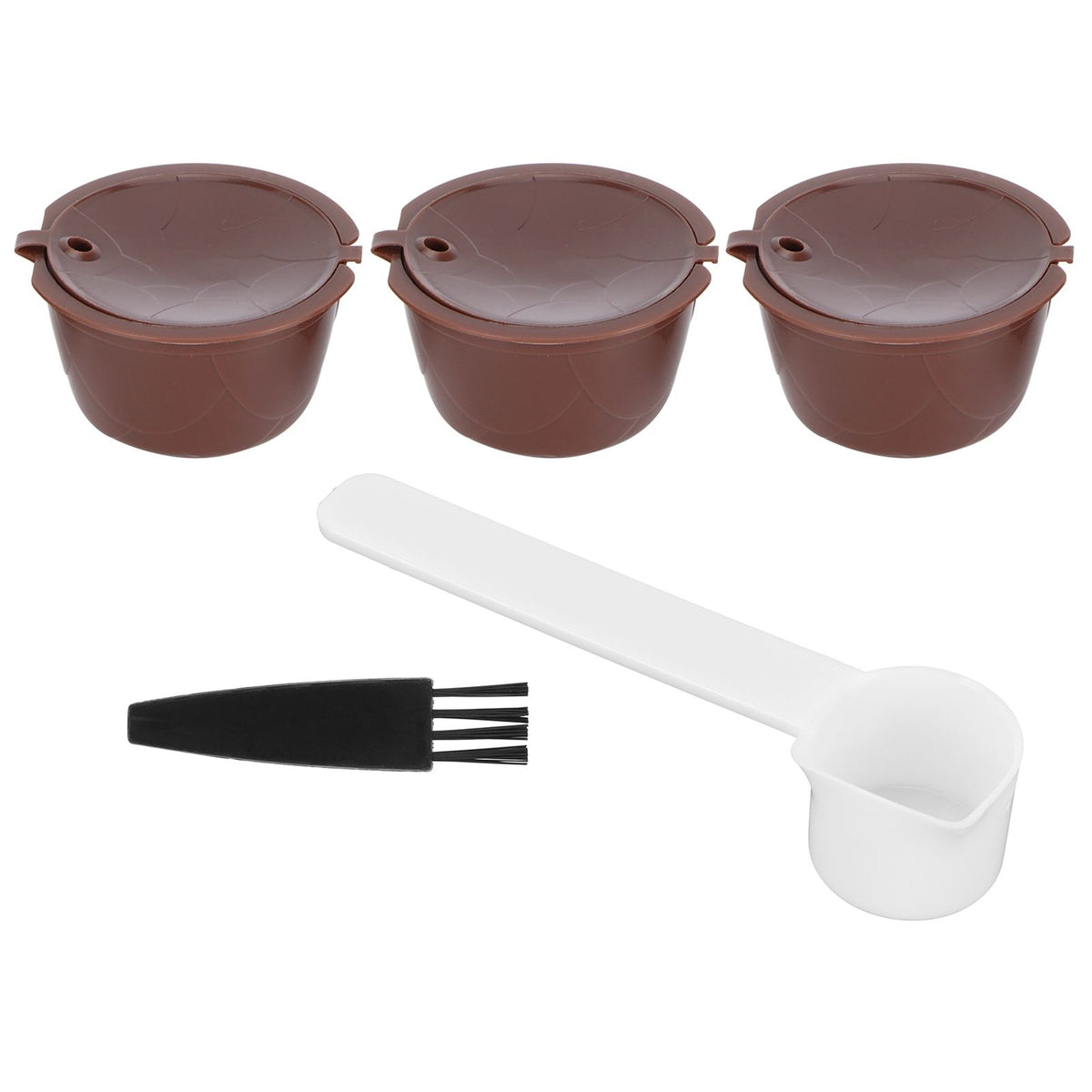 Coffee Capsules Reusable Refillable Coffee Cup Filter Kit Fit for DOLCE GUSTO Machine(Coffee 3 Capsules1 Spoon 1 Brush)