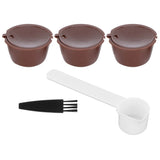 Coffee Capsules Reusable Refillable Coffee Cup Filter Kit Fit for DOLCE GUSTO Machine(Coffee 3 Capsules1 Spoon 1 Brush)