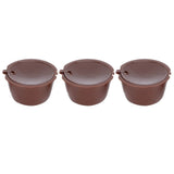 Coffee Capsules Reusable Refillable Coffee Cup Filter Kit Fit for DOLCE GUSTO Machine(Coffee 3 Capsules1 Spoon 1 Brush)