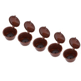Coffee Capsules Reusable Refillable Coffee Cup Filter Kit Fit for DOLCE GUSTO Machine(Coffee 5 Capsules1 Spoon 1 Brush) - Front View