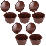 Coffee Capsules Reusable Refillable Coffee Cup Filter Kit Fit for DOLCE GUSTO Machine(Coffee 5 Capsules1 Spoon 1 Brush)